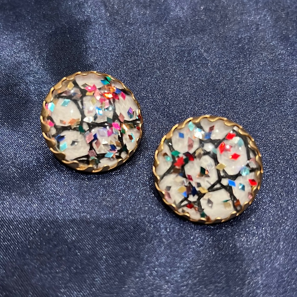 Vintage glitter clip on earrings
